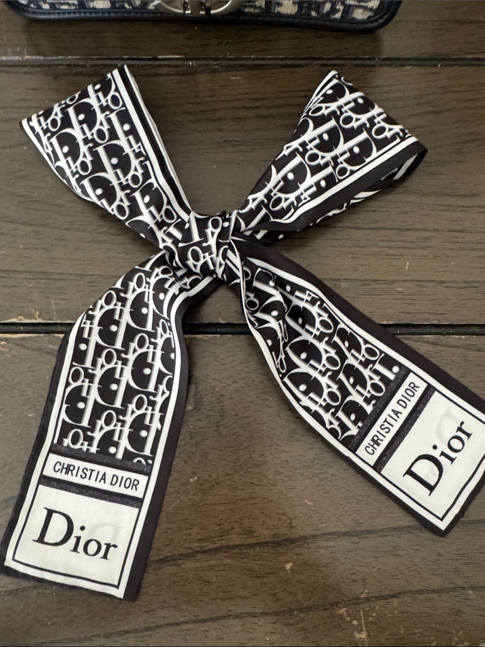 Black & White Logo Silk Twilly Scarf Ribbon